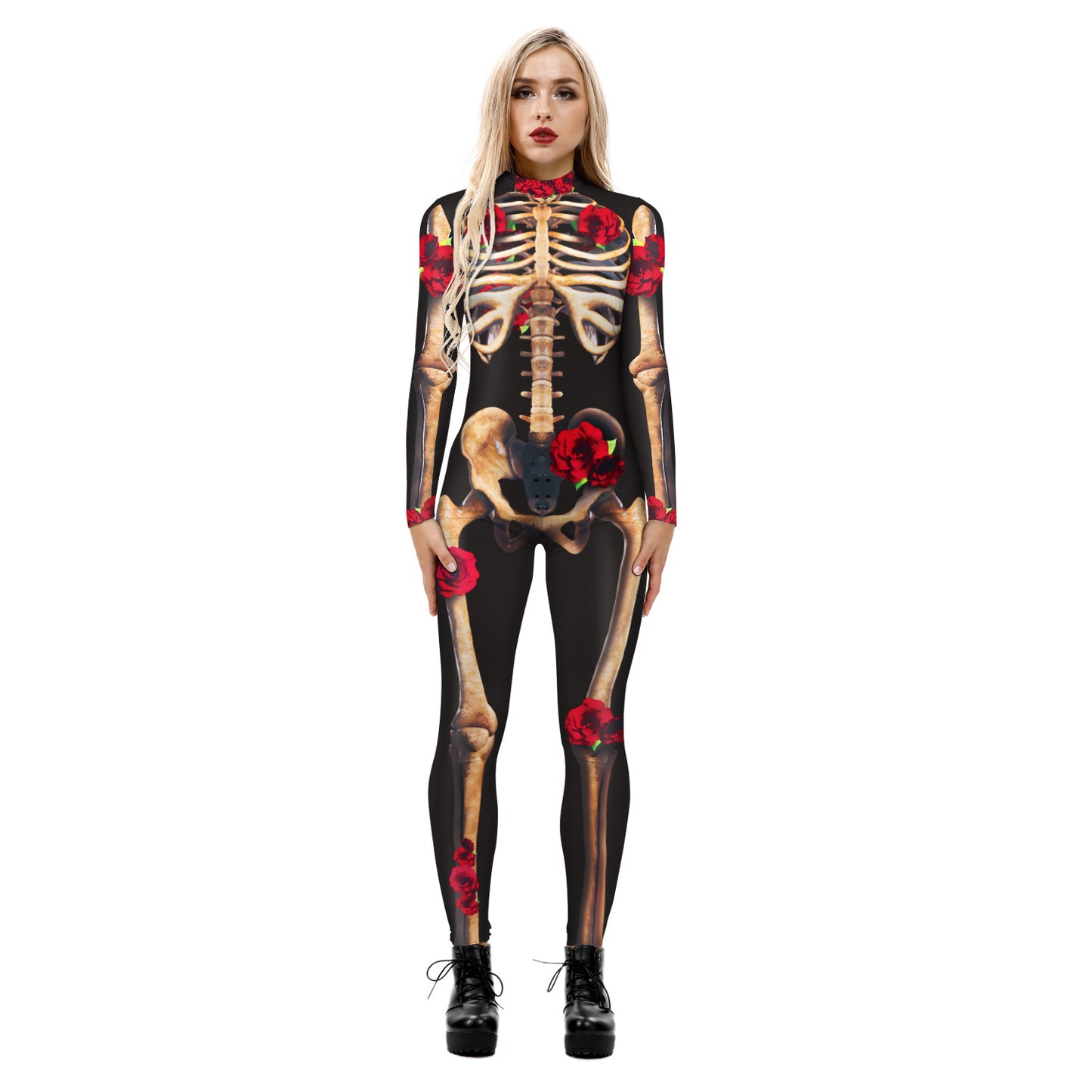 Halloween Digital Printing Armor Jumpsuit Performance Party Cosplay Clothes Long Sleeve Tights