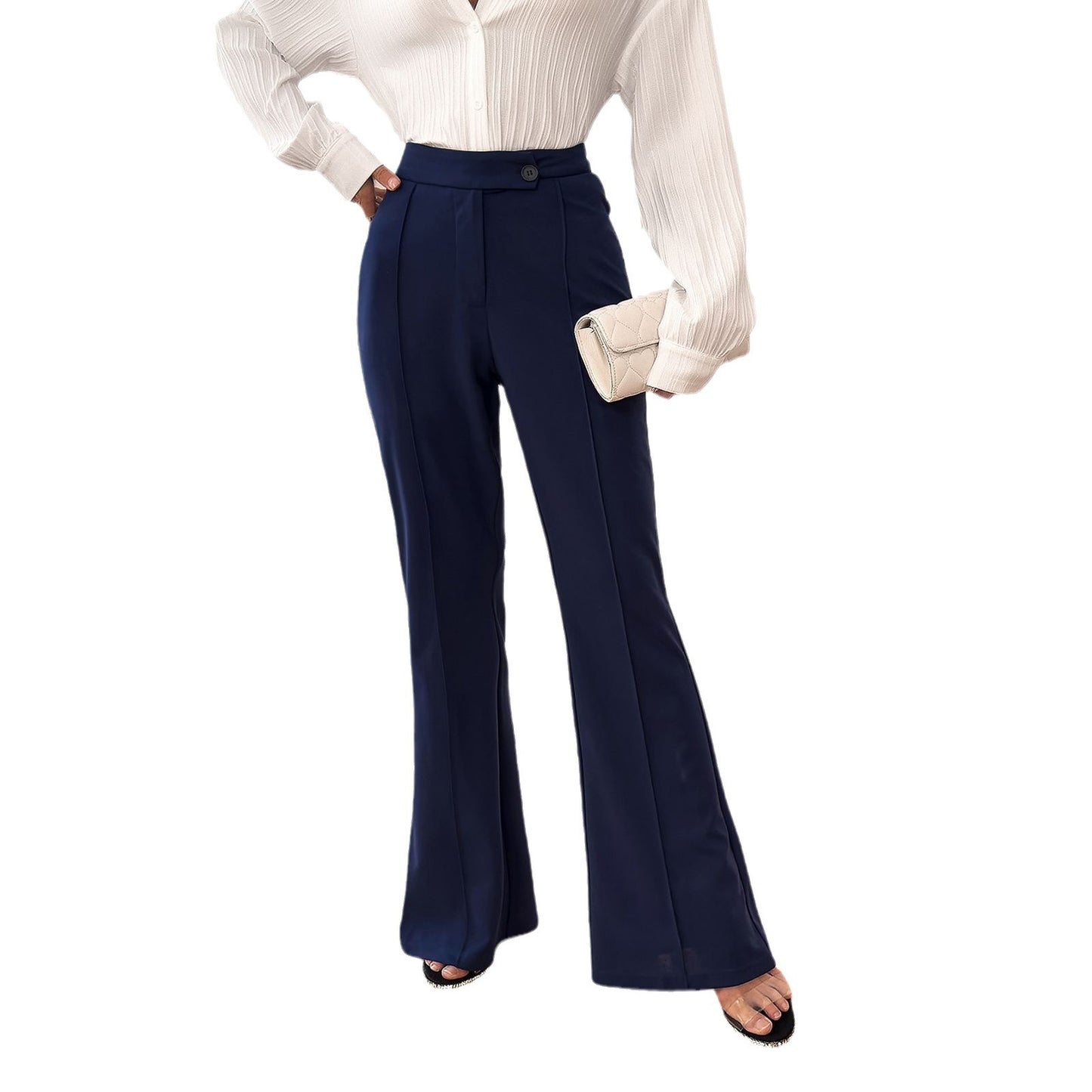 Women's Fashionable Elegant Solid Color Slim-fit Trousers