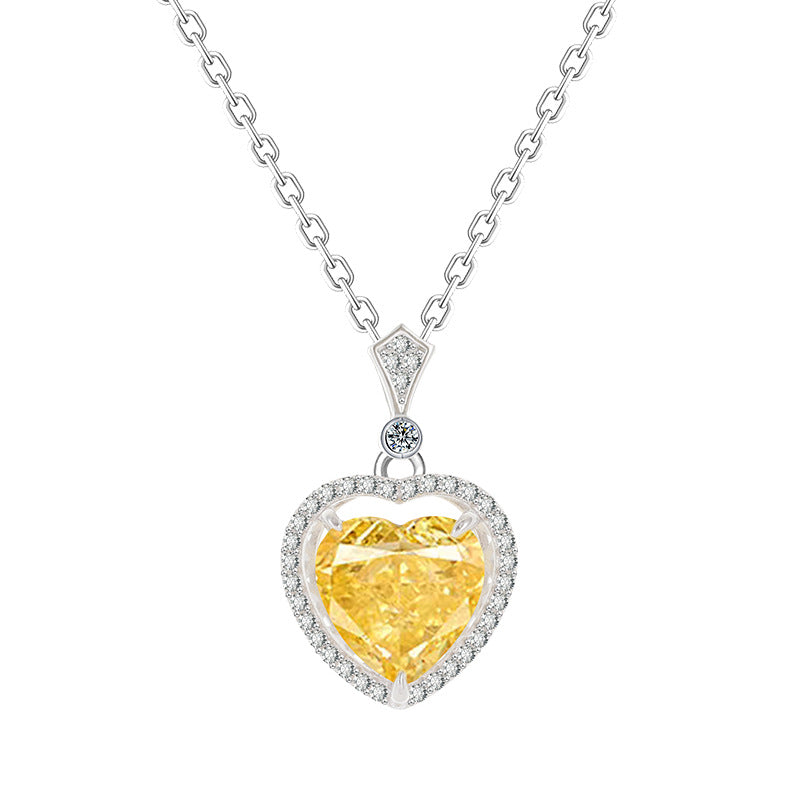 Collier en argent sterling et diamant jaune pour filles, nouveauté 2024