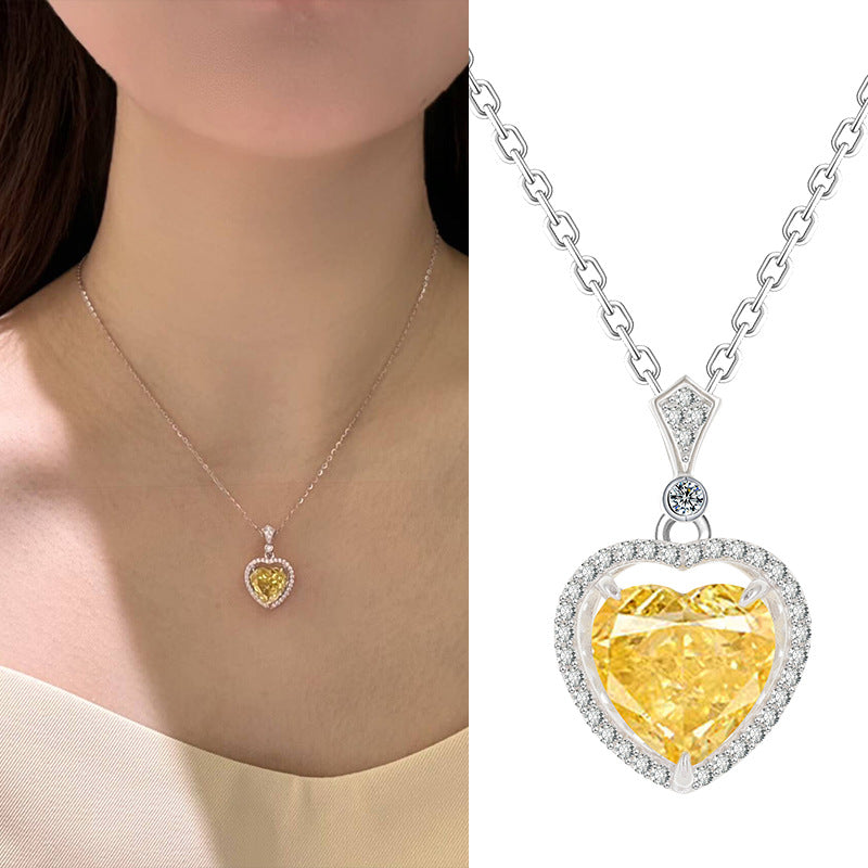 Collier en argent sterling et diamant jaune pour filles, nouveauté 2024