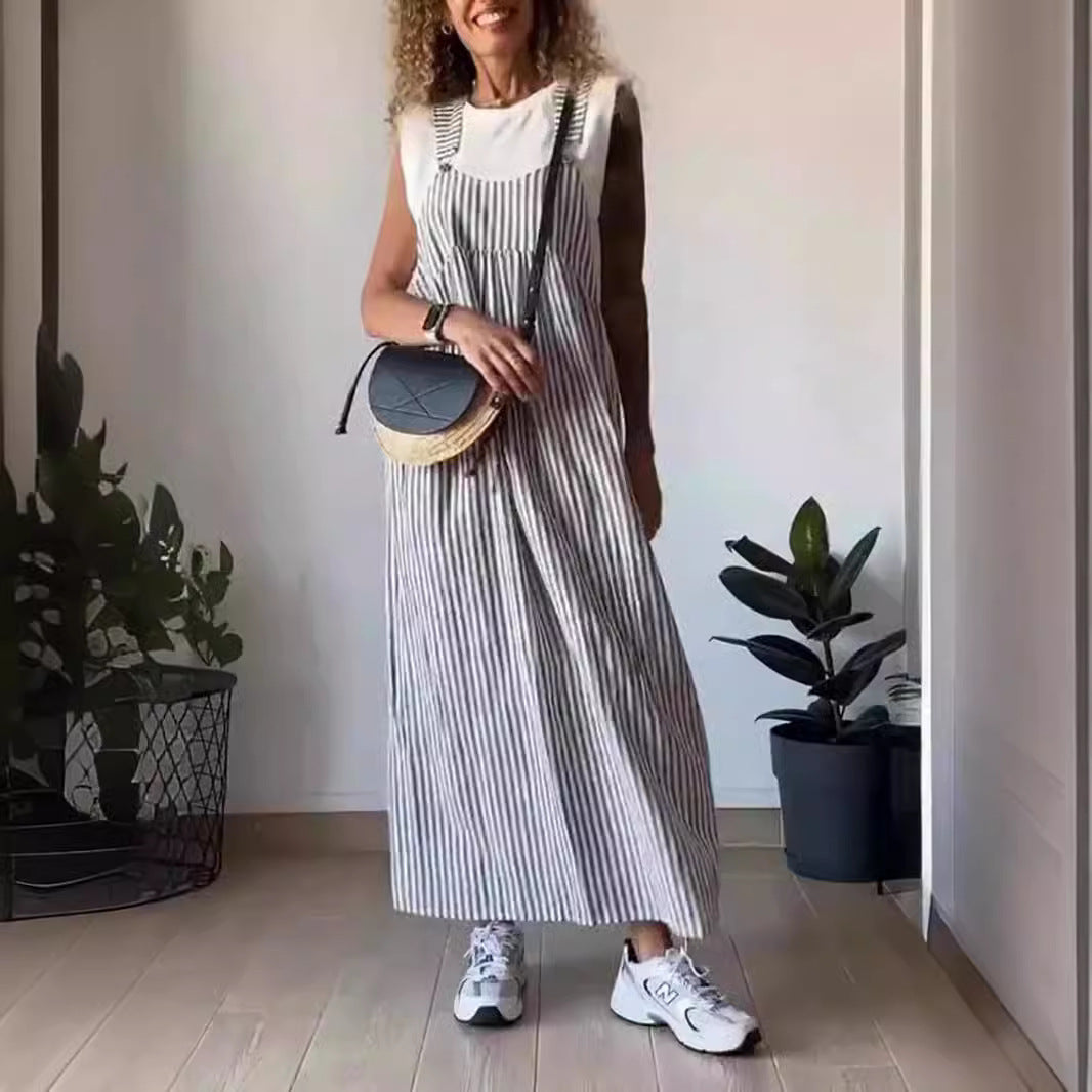 Summer Women Striped Overall Skirt