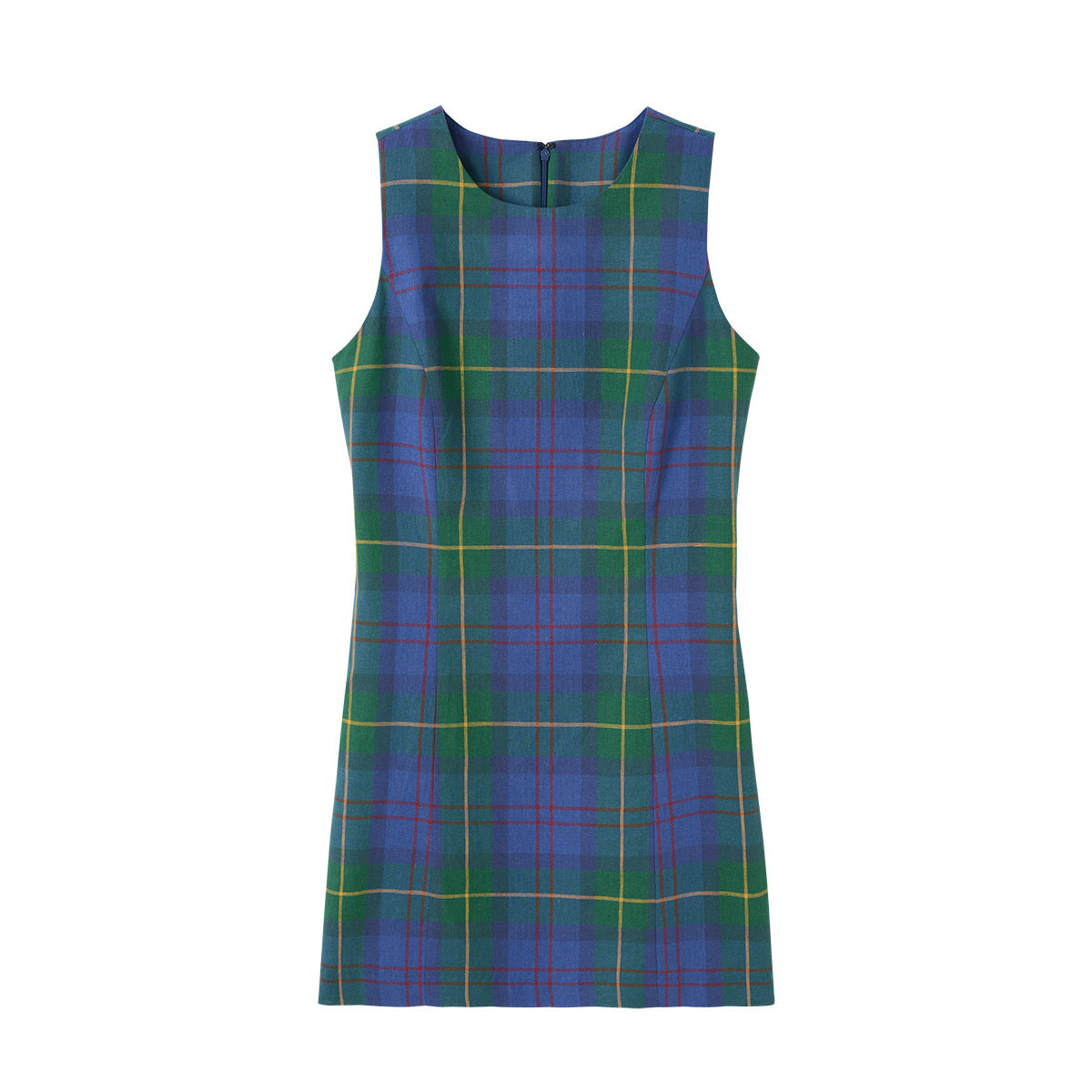 Summer New South Korea Retro Easy Matching Green Plaid Slimming Casual Sleeveless Dress