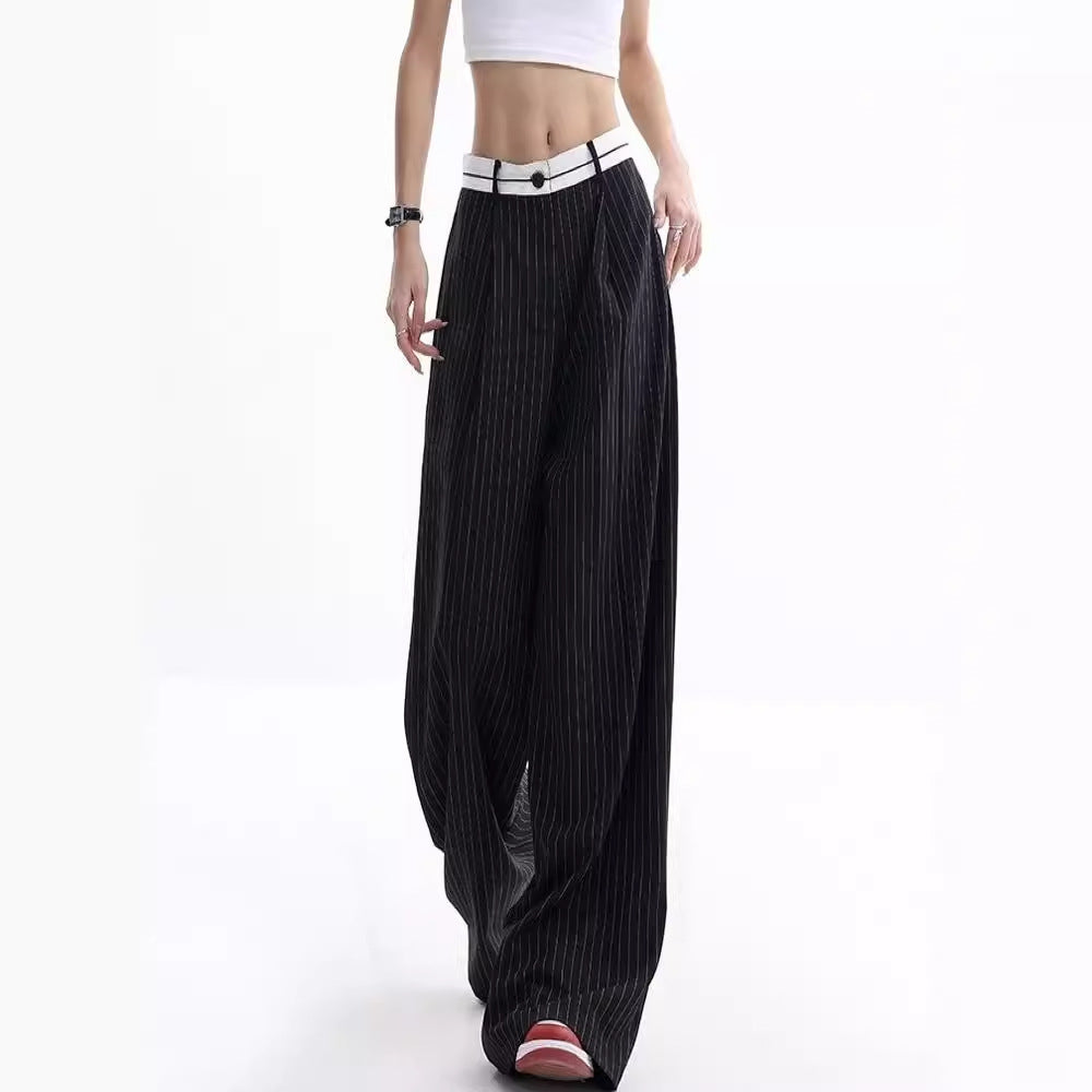 Striped Suit Pants Women's Thin Loose Wide-leg Pants