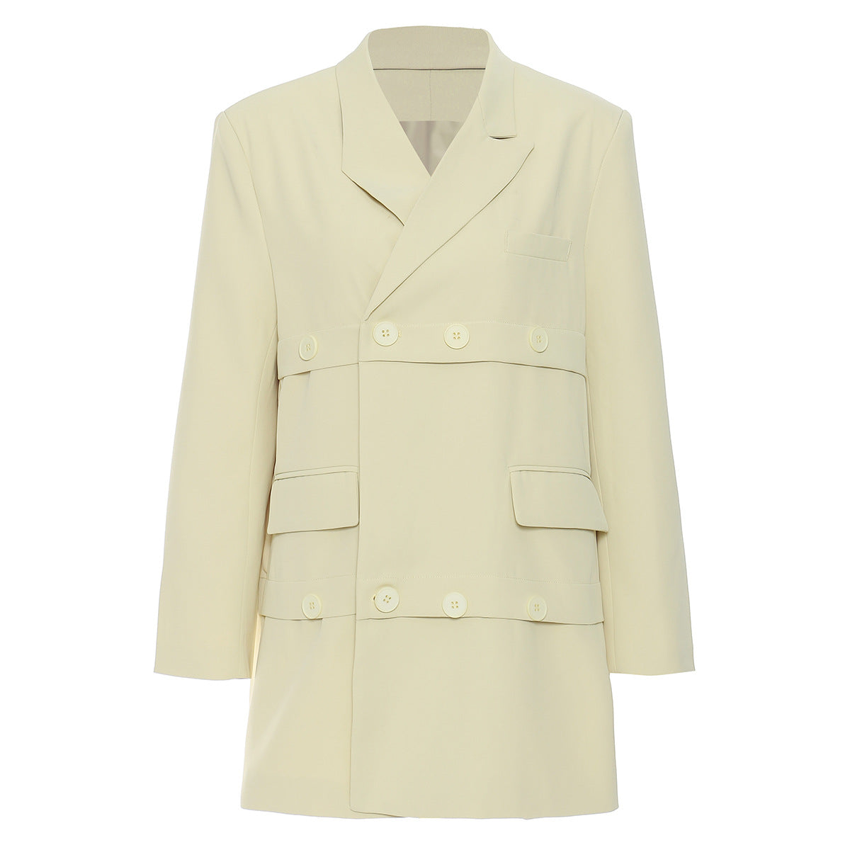 Blazer ample mi-long coupé vert herbe pour femme