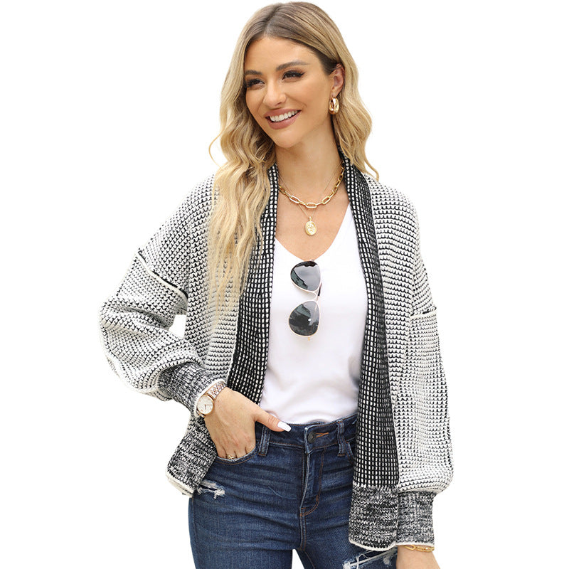 Automne hiver diamant à carreaux Cardigan pull femmes en chaud vêtements coupe large tricots femmes