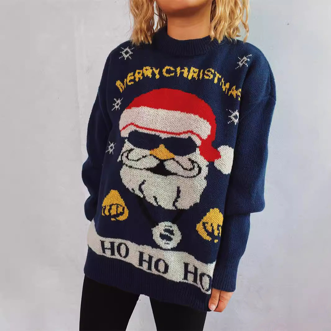 Pull de Noël tricoté pour femme avec motif Père Noël Année Thème de Noël Vêtements pour femmes