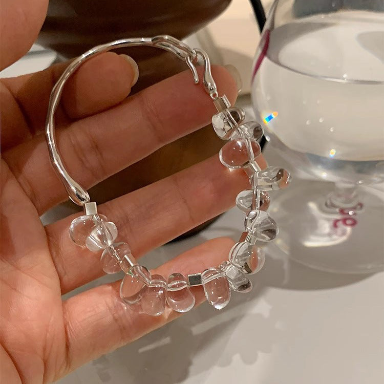 Pulsera de mujer de plata de ley con cristal blanco natural