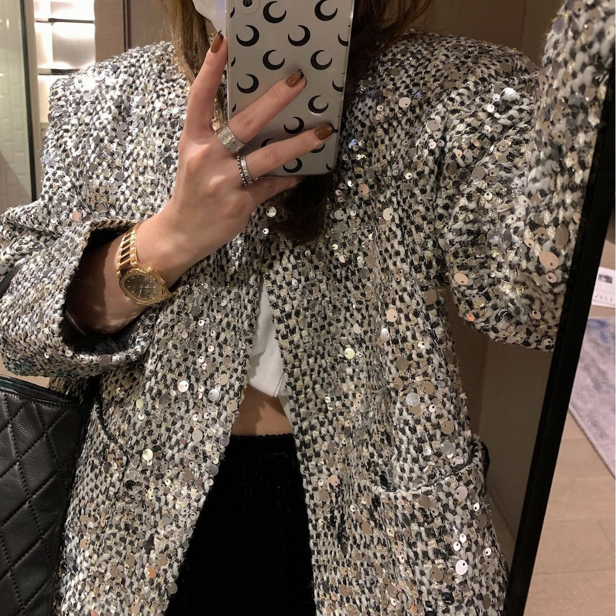 Blazer lumineux à paillettes pour femme