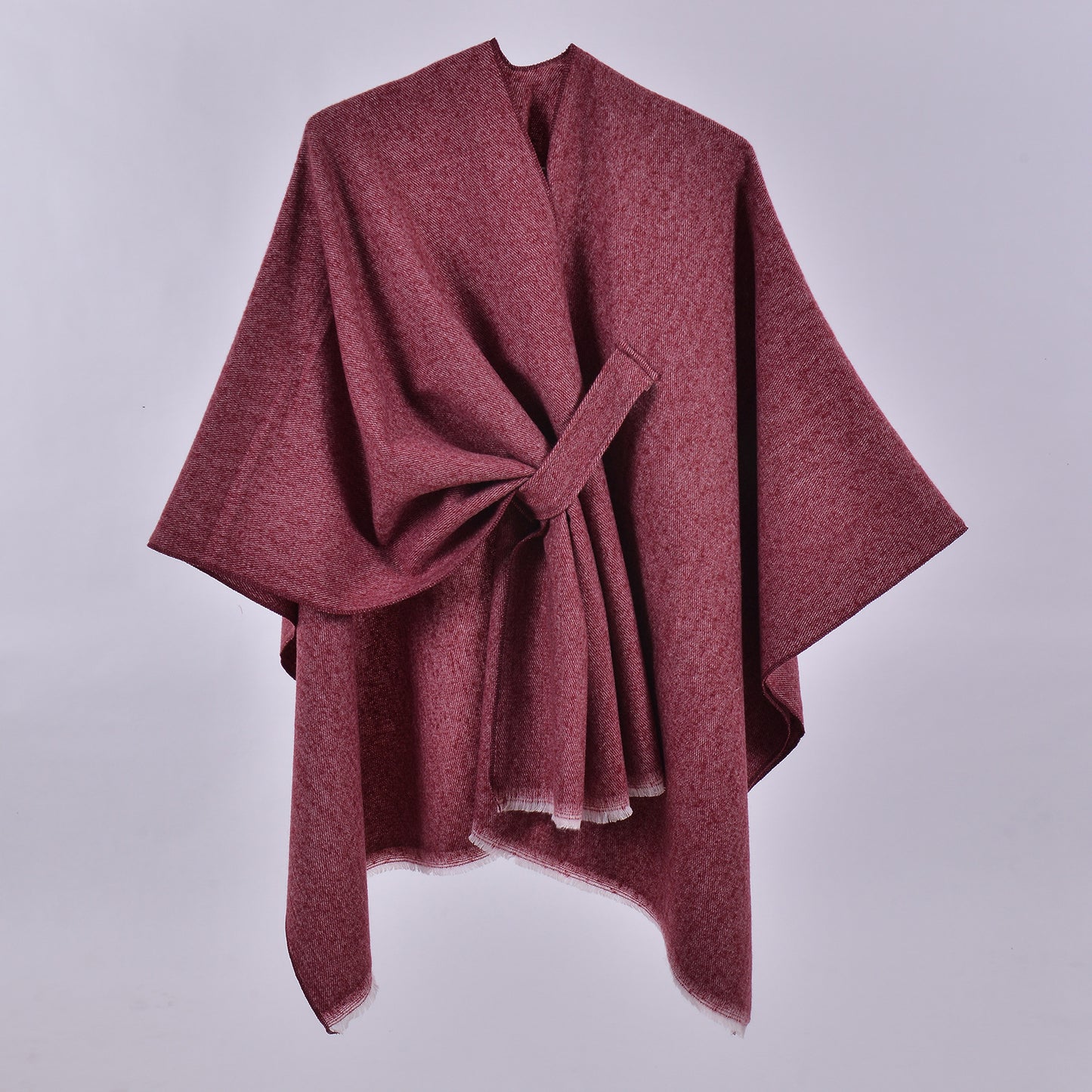 Women Autumn Winter Warm Cloak Simple Double Sided Solid Color Split Cashmere Like Outer Shawl