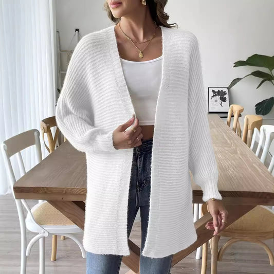 Cardigan pour femme automne hiver chemise tissée décontractée manteau pull en vison