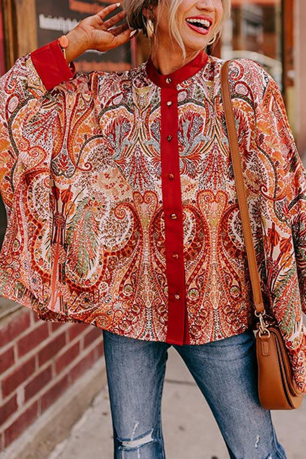 Vintage Printed Loose Street Fashion Tops