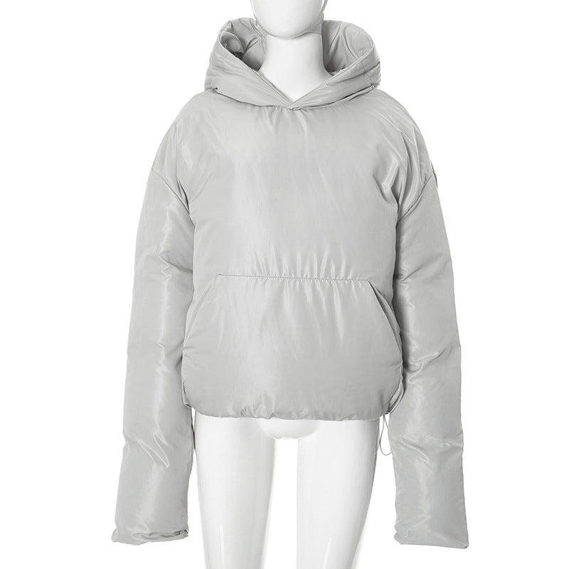 Manteau à capuche décontracté pour femme, design ample, manteau rembourré en coton