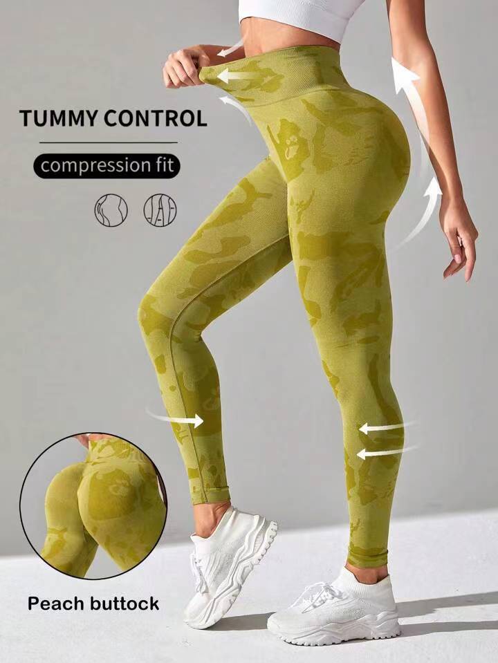 Pantalones de yoga de camuflaje para deportes al aire libre para mujeres