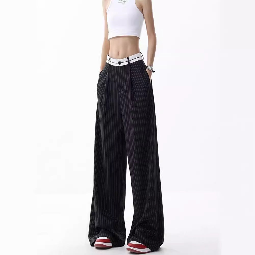 Striped Suit Pants Women's Thin Loose Wide-leg Pants