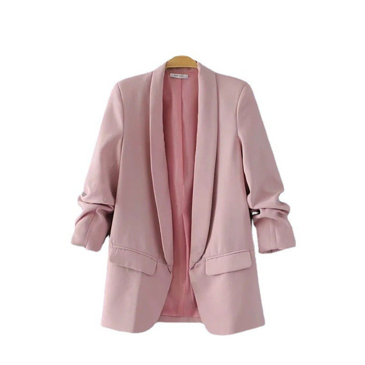 Draping Pleated Blazer Spring Autumn Women Jacket Elegant Slightly Mature