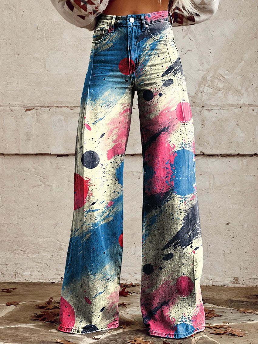 Pantalones casuales estampados de talla grande para mujer