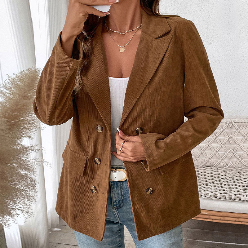 Autumn Winter Women Solid Color Corduroy Blazer Women