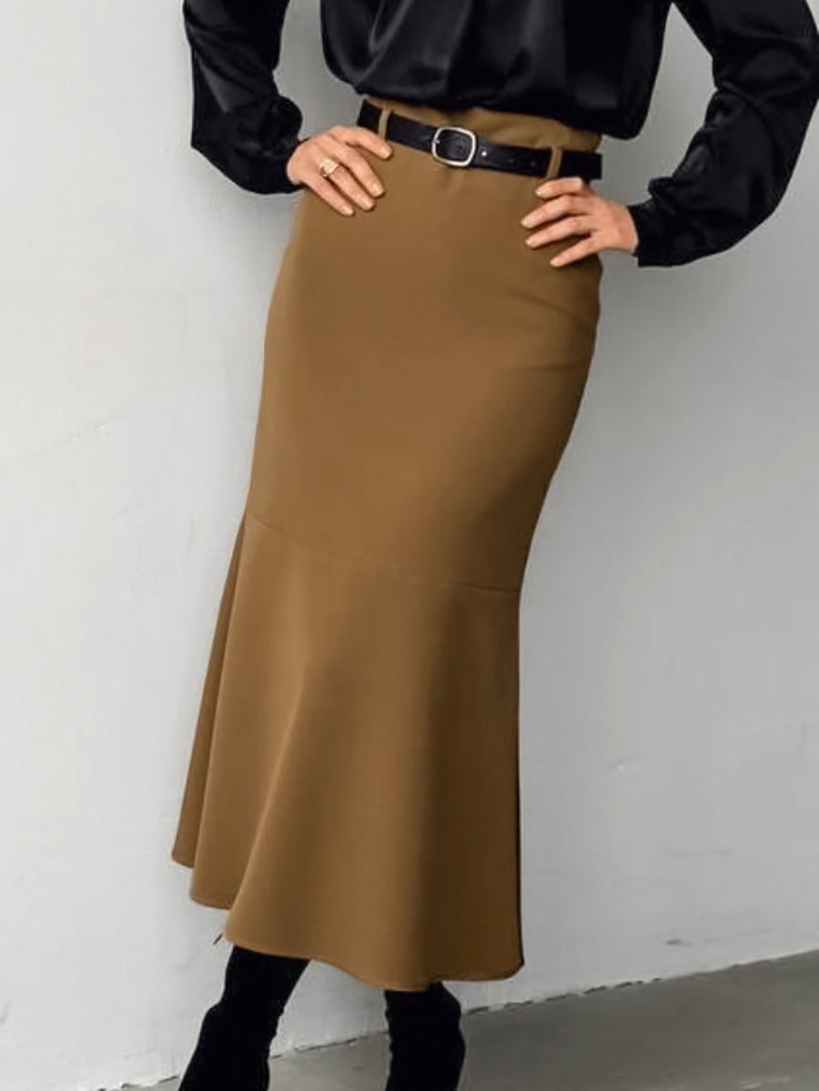 Jupe queue de poisson taille haute marron slim automne mode élégante robe femme de haute qualité sans ceinture