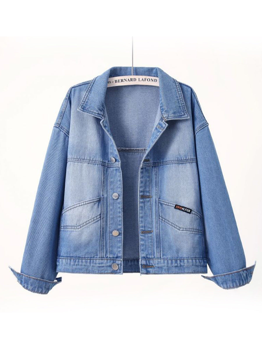 Denim Retro Shacket Women Hong Kong Denim Top Loose Fitting Workwear Jacket Internet Coat Women