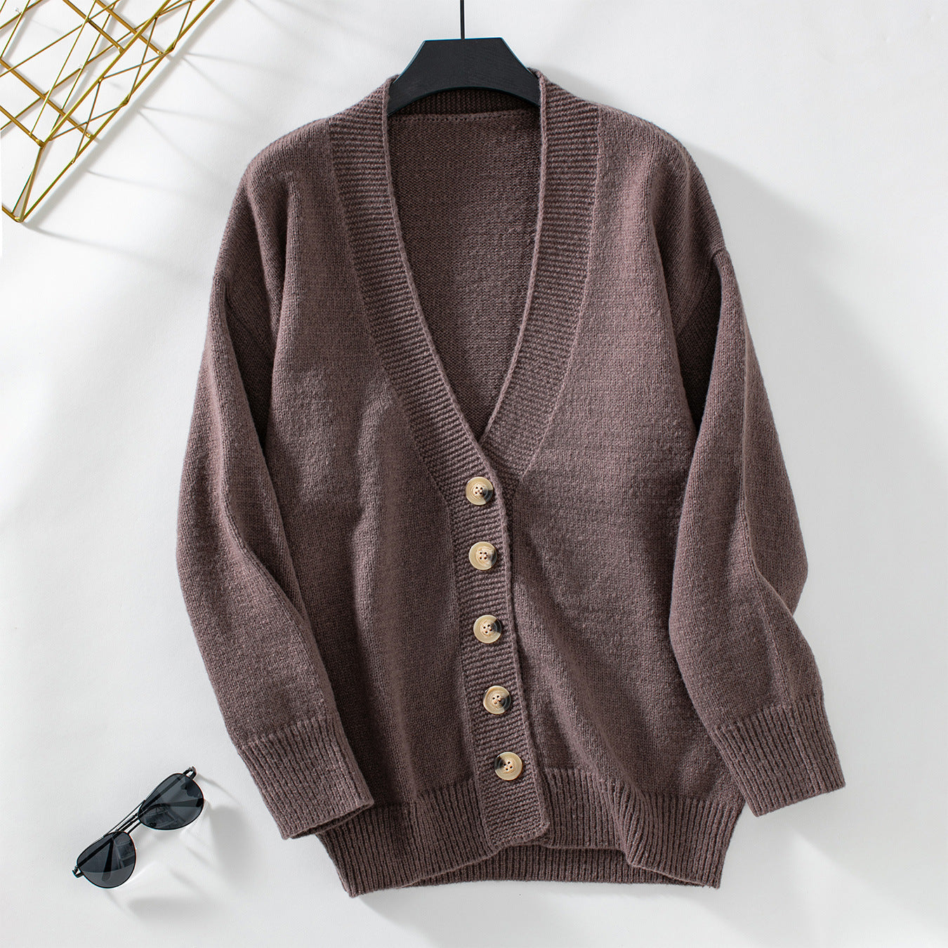 Cardigan tricoté élégant pour femme, automne hiver, pull simple boutonnage uni