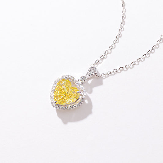 Collier en argent sterling et diamant jaune pour filles, nouveauté 2024