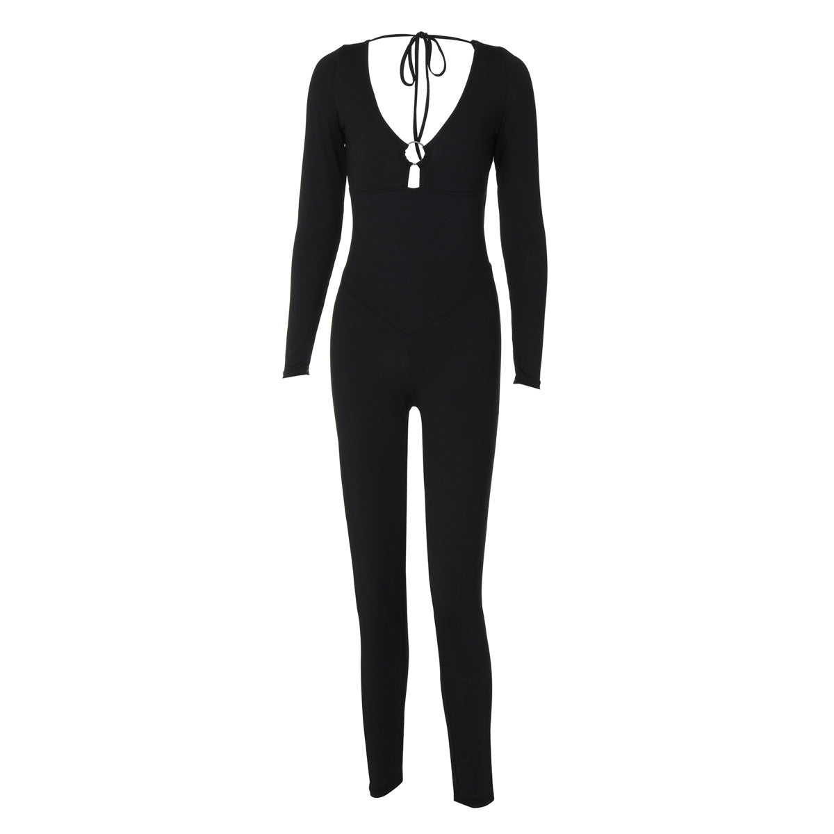 Women Clothing Winter Sexy Backless Long Sleeves Skinny Hip Raise Jumpsuit