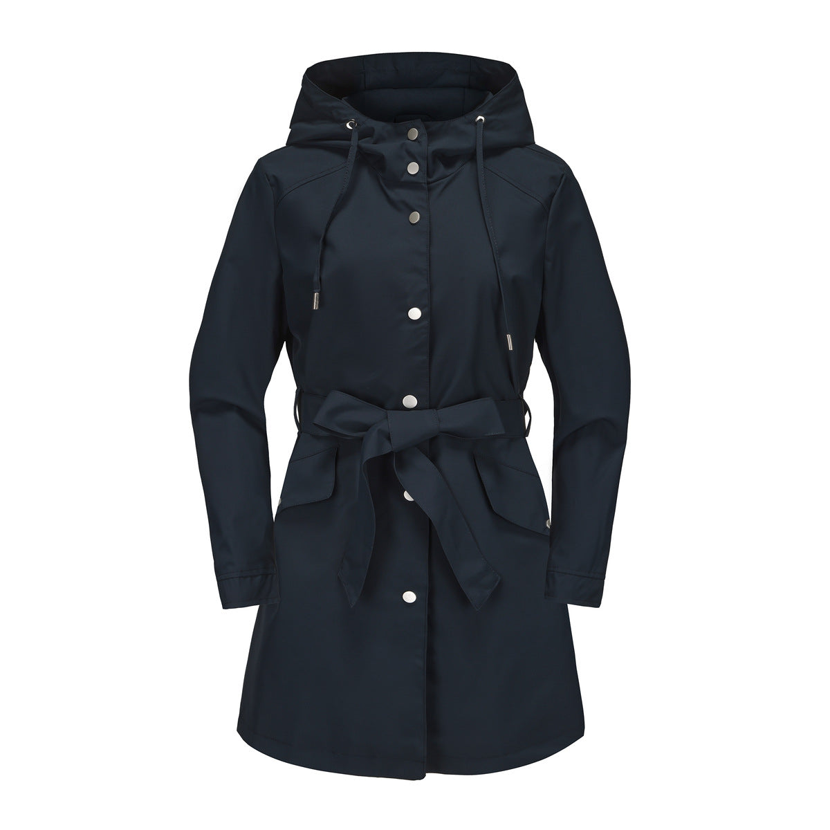 Spring Autumn Hooded Waterproof Coat Containing Belt Thin Casual Loose Trench Coat Women