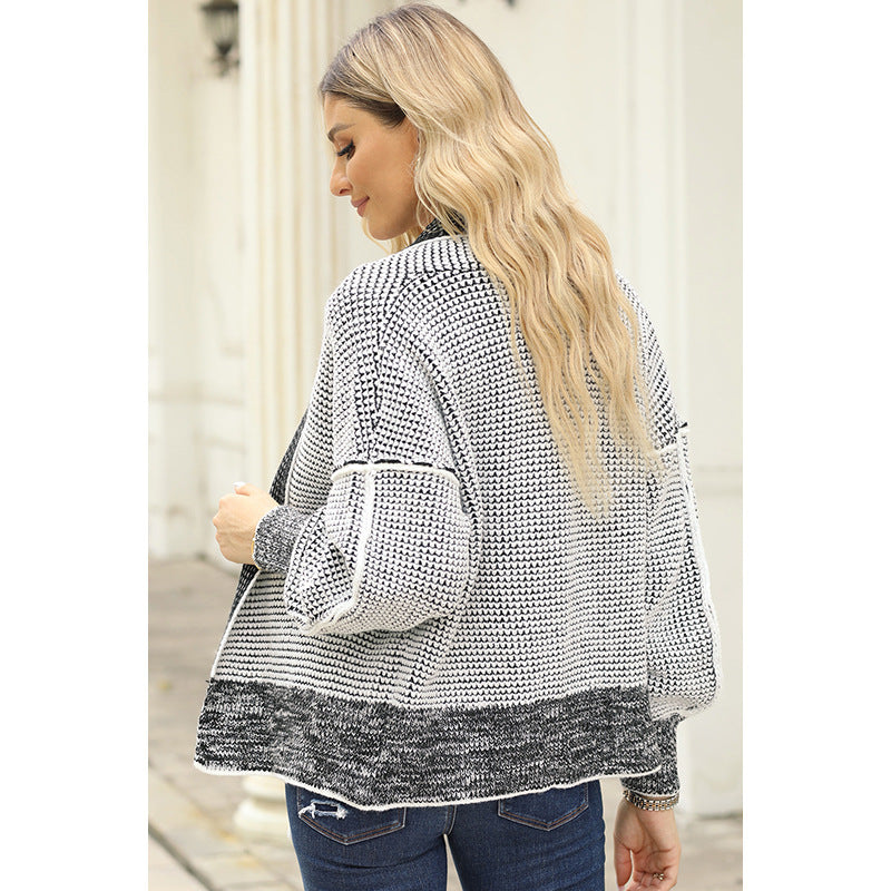 Automne hiver diamant à carreaux Cardigan pull femmes en chaud vêtements coupe large tricots femmes