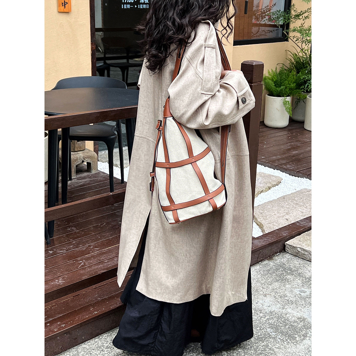 Worsted Draping Profile Elegant British Trench Coat Mid Length Women High Grade Sense Autumn Coat