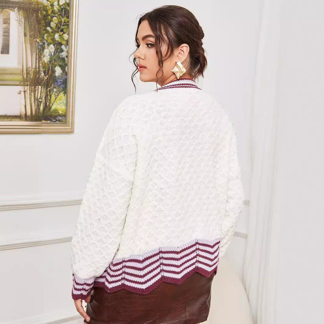 Sweater Cardigan Autumn Winter Knitted Coat Elegant Simple Women Clothing