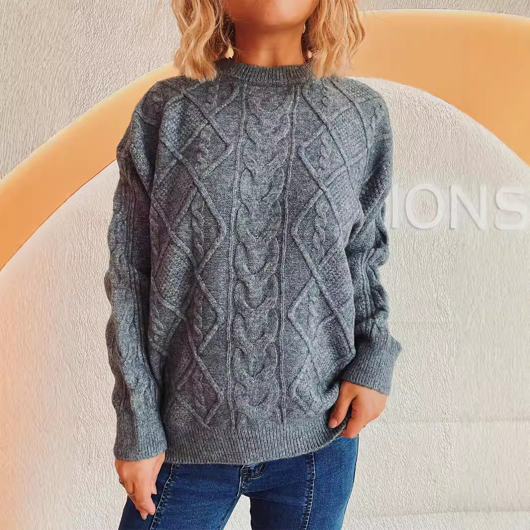 Suéter de mujer con cuello en V y manga larga de color sólido con botones y botones estilo retro para otoño e invierno