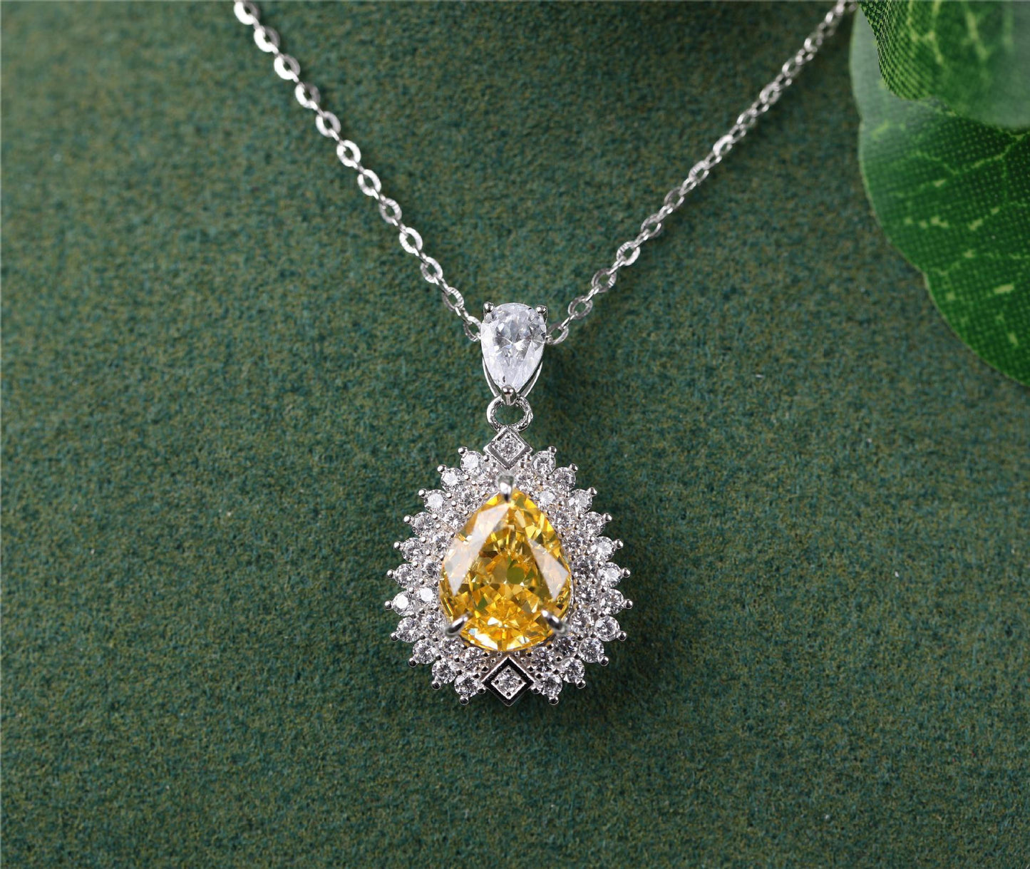 Pendentif en diamant jaune, collier en argent pour femme, Simple et léger, de luxe