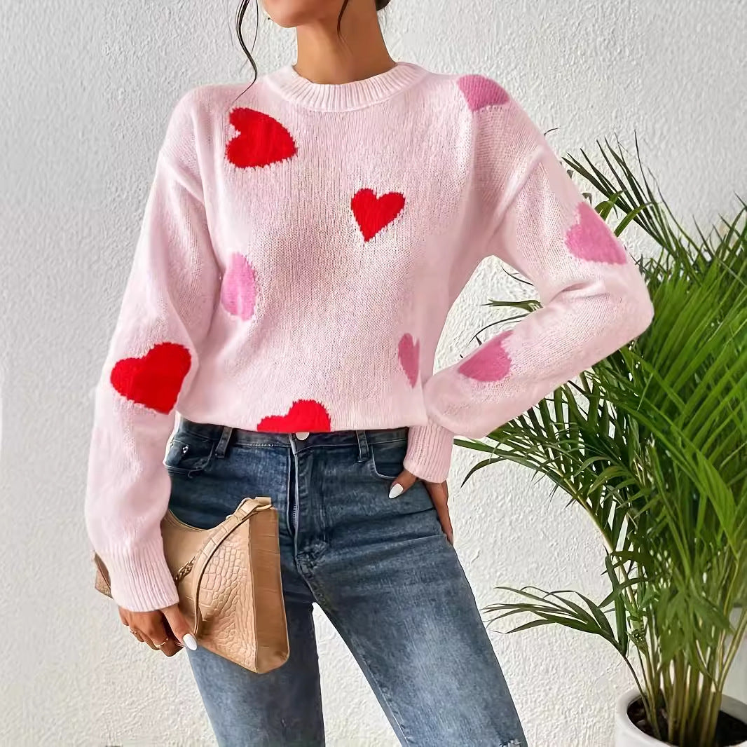 Suéter con estampado de amor para otoño e invierno