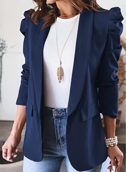 Autumn Winter Solid Color Long Sleeve Collared Blazer Women Clothing