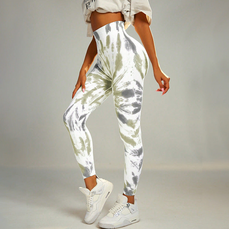 Pantalones de yoga con estampado tie-dye sin costuras para mujer