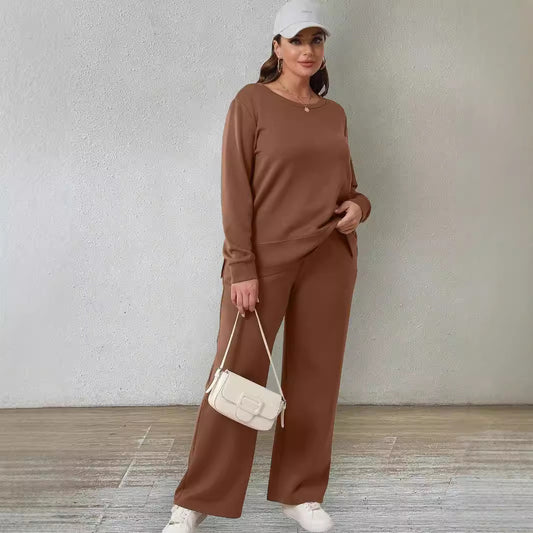 Ensemble deux pièces décontracté pour femme, pantalon à manches longues et confortable, automne et hiver