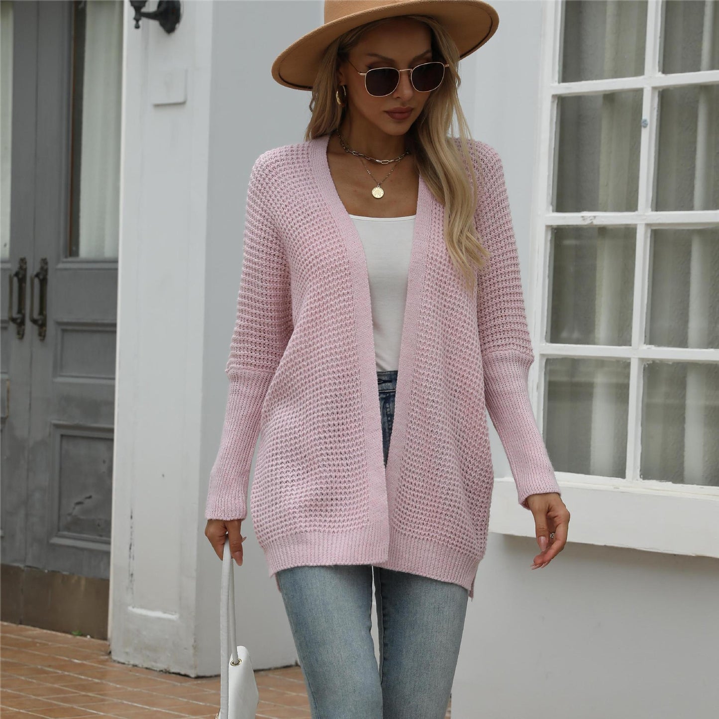 Femmes Tricots Automne Hiver Tricoté Cardigan Lâche Couleur Unie Pull Femmes