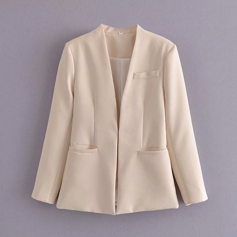 Summer Women Clothing Retro No Collared Blazer