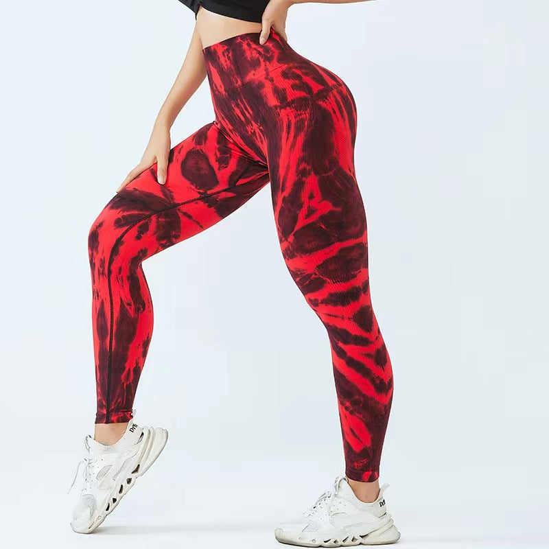 Pantalones de yoga con estampado tie-dye sin costuras para mujer