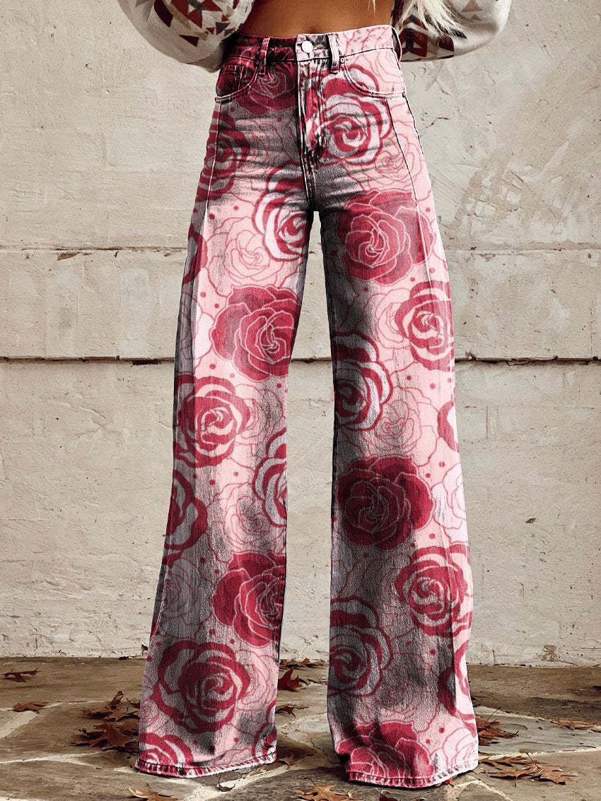 Pantalones casuales estampados de talla grande para mujer