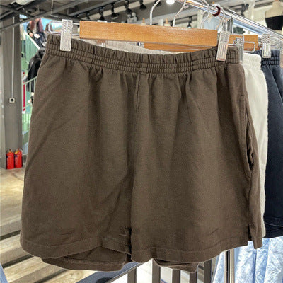 Short de sport décontracté en coton pour femmes, couleur Pure, fendu