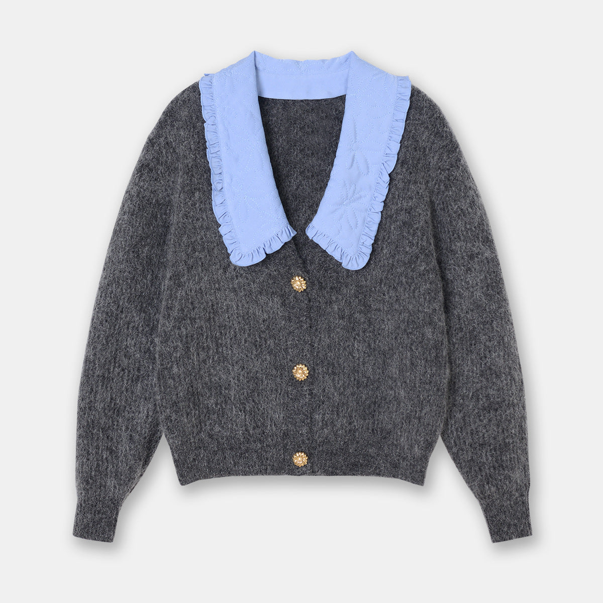 French Sweet Relaxed-fit Doll Collar Knitted Coat Detachable Collar