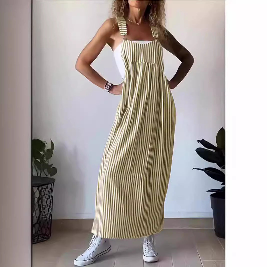 Summer Women Striped Overall Skirt