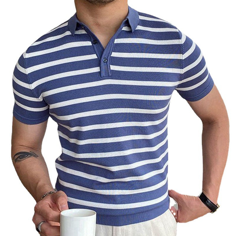 Polo de negocios a rayas azules para hombre