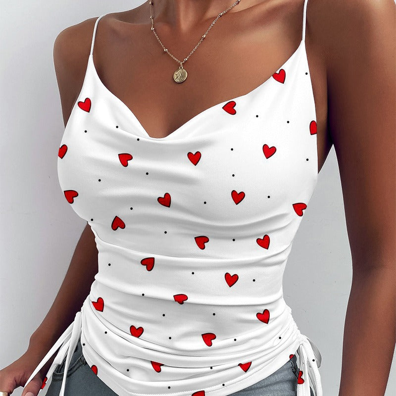 White Love Sling Drawstring Top