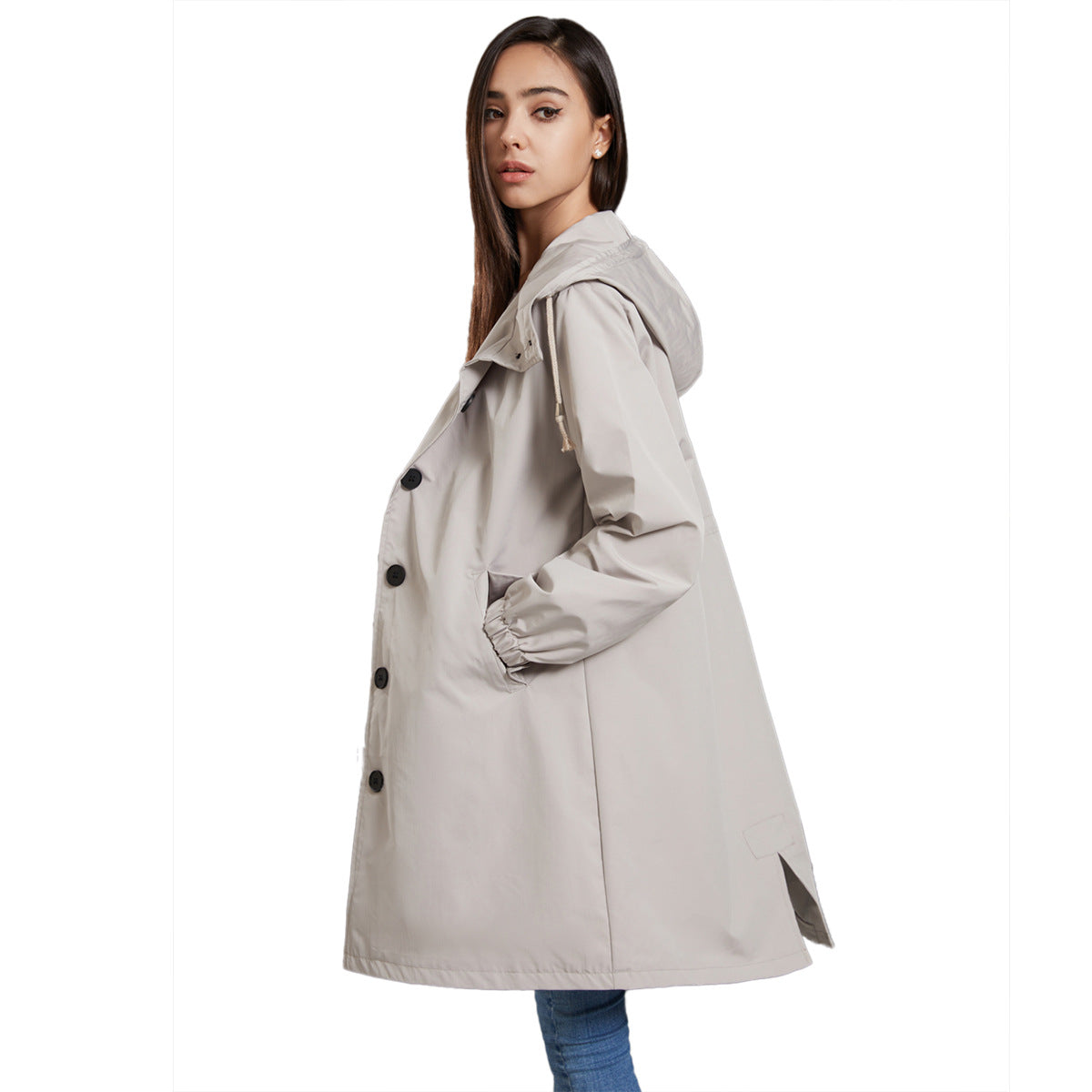 Otoño Invierno impermeable Anorak mujer Casual abrigo largo mujer suelta talla grande gabardina al aire libre