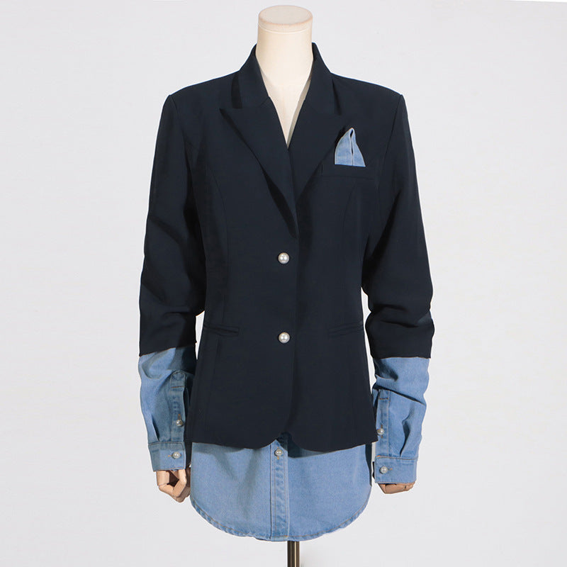 Blazer à coutures pour femme, col d'automne, manches longues de haute qualité pour femme