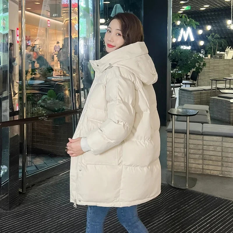 2023 New Women Winter Jacket Down Cotton Padded Jacket Hooded Parkas Long Coat Thick Warm Loose Parka Fashion Female Outwear