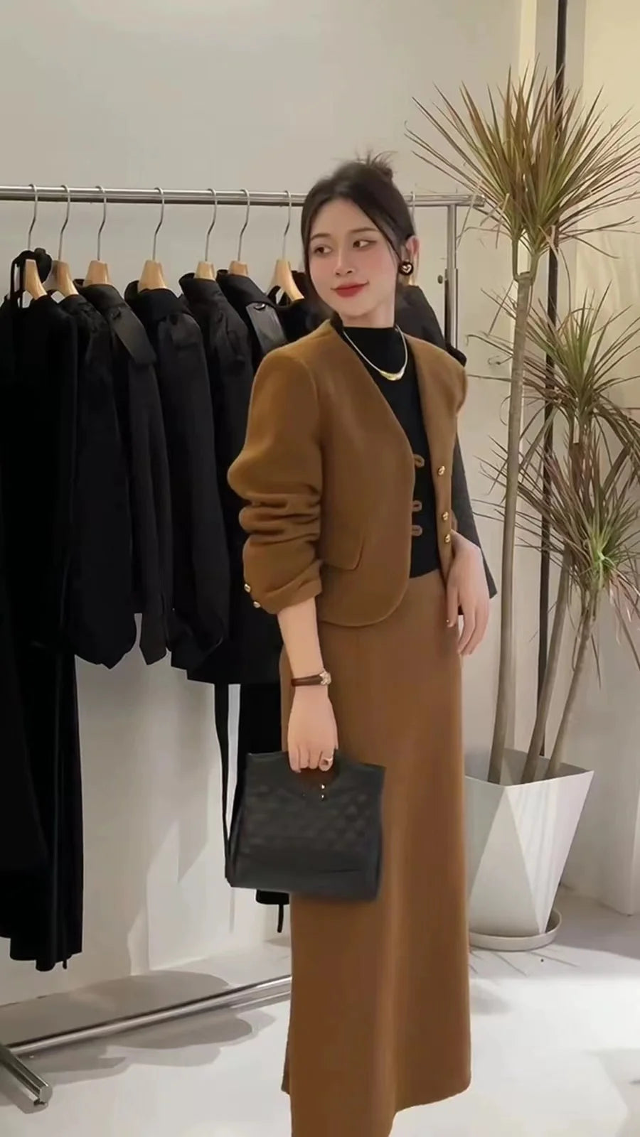 Tenue d'automne, ensemble complet de vêtements pour femmes, tempérament haut de gamme, luxueux, Style chinois, petit parfum, jupe de sœur royale