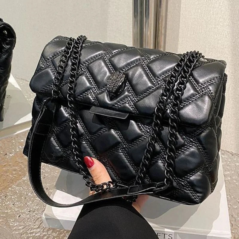 2023 Kurt Geiger Bag Female Design Sense Diamond Check Chain Bag Flip One Shoulder Crossbody Female Bag Bags Designer Bags Y2K